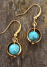 Boho Earrings, Dangle Earrings, Moon Blue Turquoise, Jasper, Lava